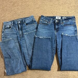 Lot 2 Pair Women’s Jeans American Eagle Levi Size 4 Mom Jean Boyfriend Mid Rise